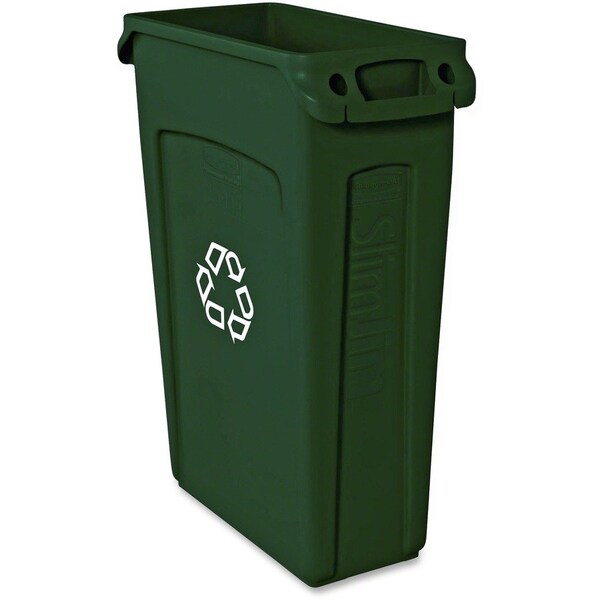 23 gal Slim Jim 23-Gallon Vented Recycling Container, Green, Plastic